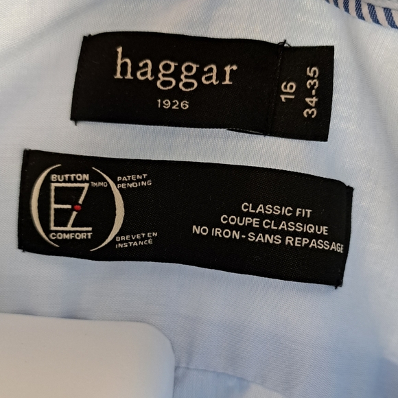Haggar - Dress Shirt - EZ Button, Comfort Classic Fit - No Iron - EUC - 16/34-35 - Picture 6 of 10